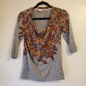 Anthropologie Postage Stamp Floral Knit Top